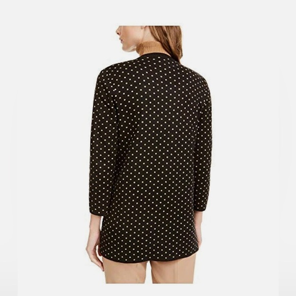 NWT Anne Klein Metallic Black&Gold Polka Dot Open Cardigan Sweater Sz S Fits S-L - Picture 4 of 9